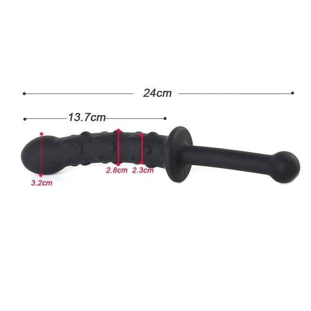 Plug anal de silicona grande con mango ergonómico para control y confort