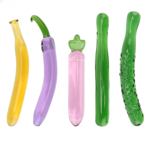 Dildo de cristal diseño vegetal para uso anal y vaginal