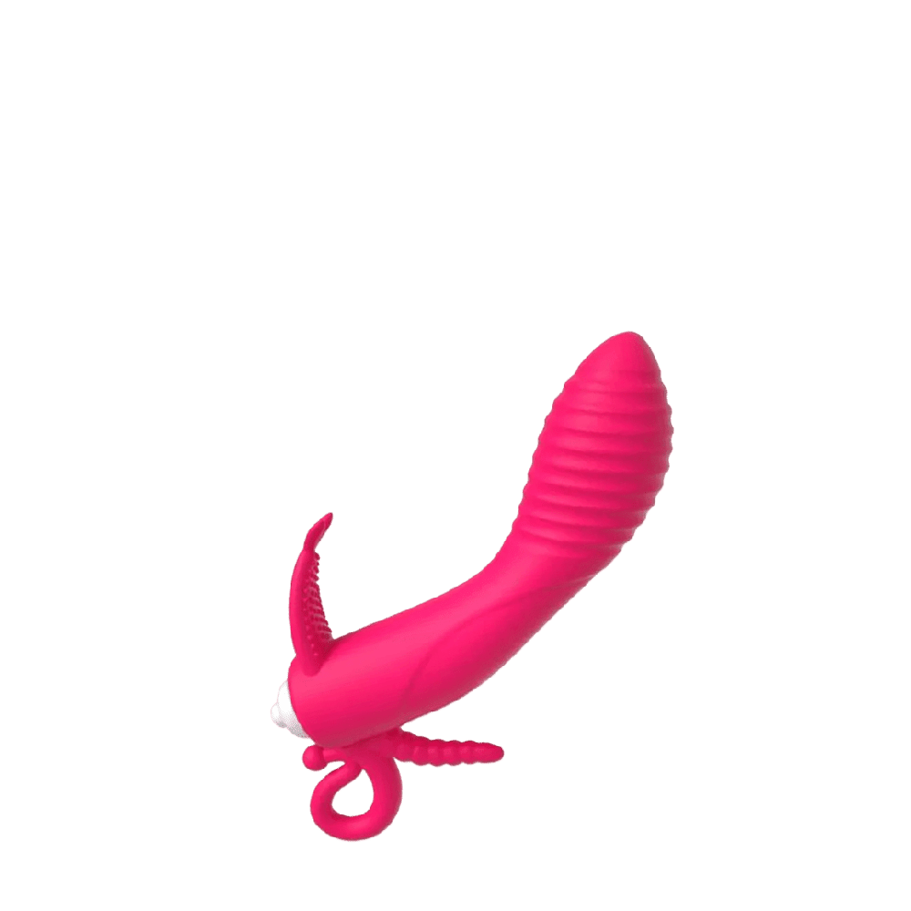 Vibrador doble penetracion con estimulacion externa para clitoris