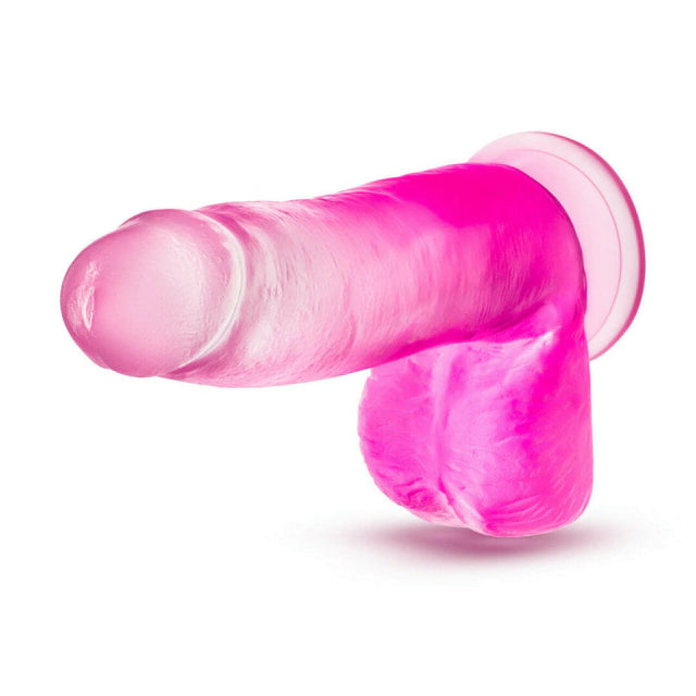 Dildo Magnolia suave con testículos y base para arnés