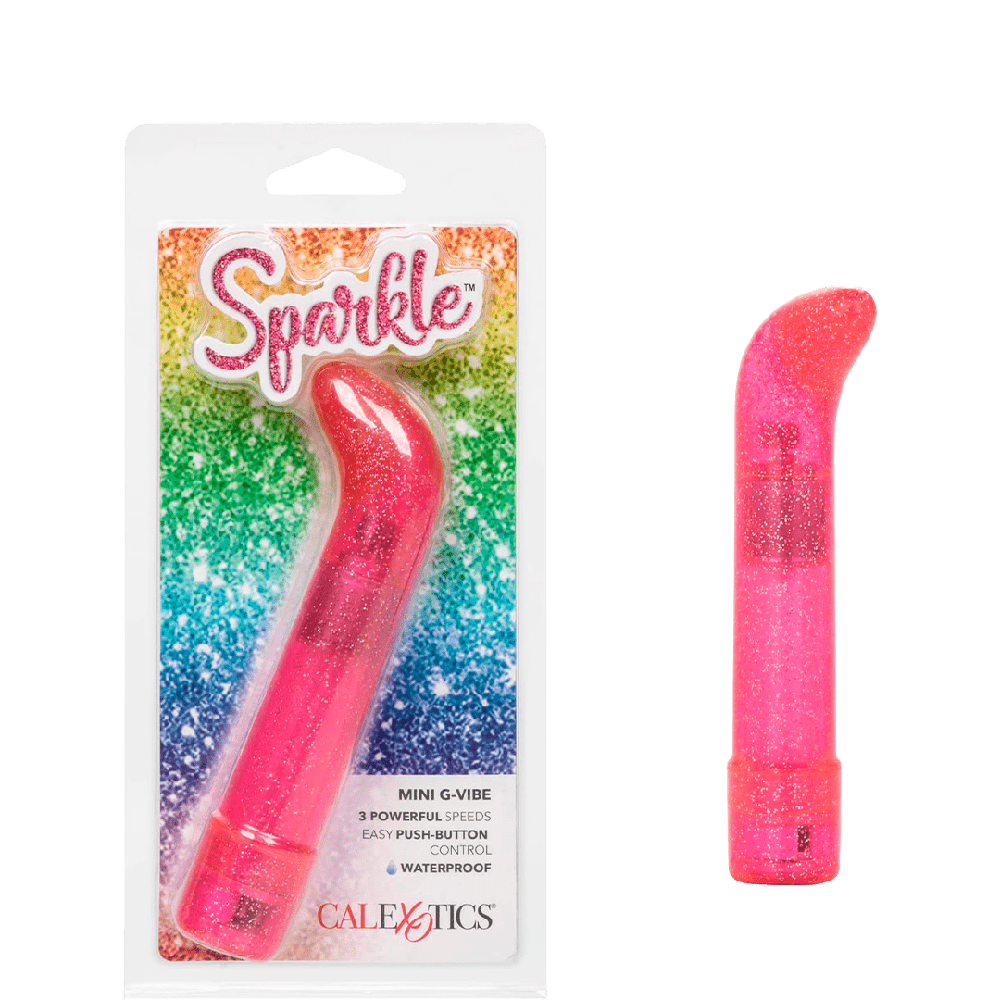 Vibrador discreto glitter rosa Sparkle Pink para punto G y uso vaginal a pilas AA Mexico